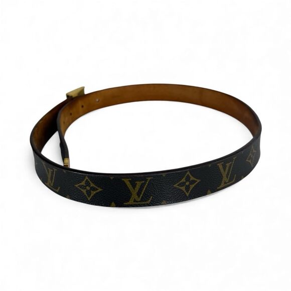 LOUIS VUITTON Gold and Brown LV Monogram Women\'s Belt